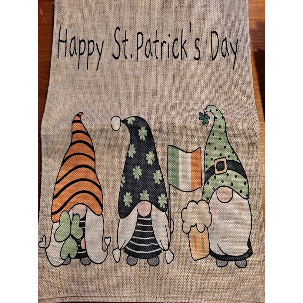 NEW Home & Garden 1pc Double Sided Happy St Patricks Day Gnome Garden Flag 12x18